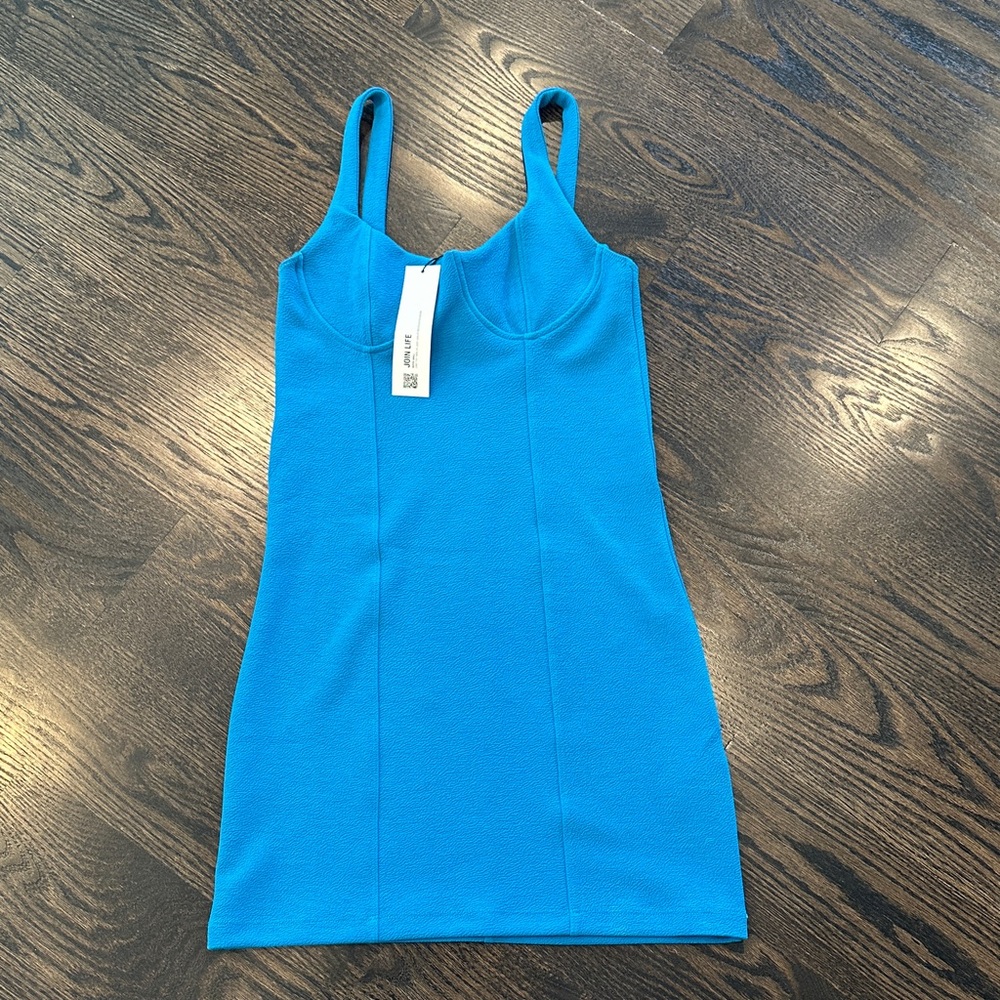 Zara Bright Blue Ribbed Camisole Dress